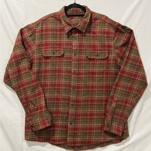 Orvis Jacket Mens Sz XXL Red Plaid Flannel Button Front Heavyweight Shacket
